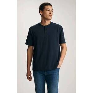 NEW MAVI slub henley t shirt in dark navy